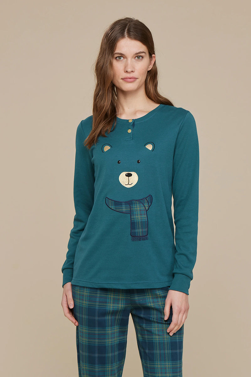 Pigiama donna caldo cotone xmas bear