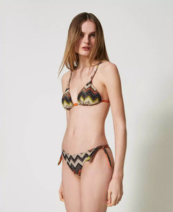 Bikini triangolo da bagno lurex a stampa chevron