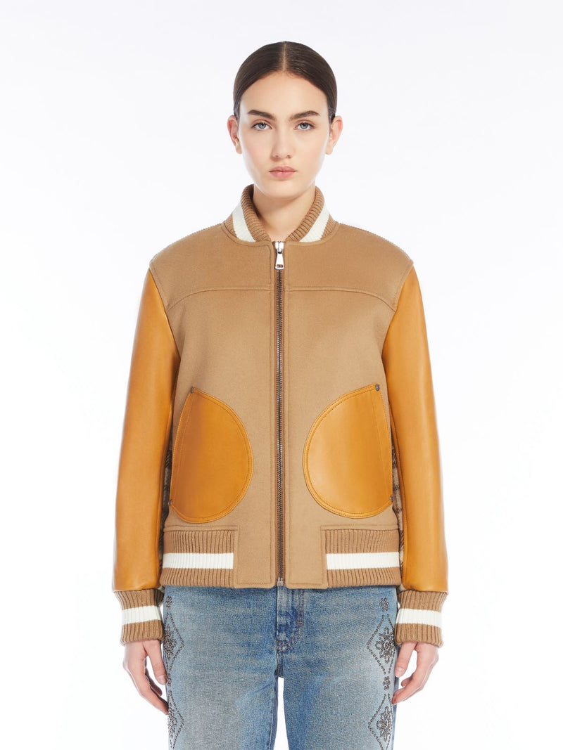 Bomber in lana, velluto e pelle weekend maxmara