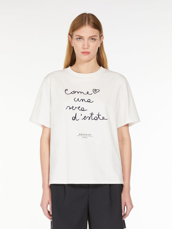 T-SHIRT IN COTONE CON LETTERING RICAMATO  weekend maxmara