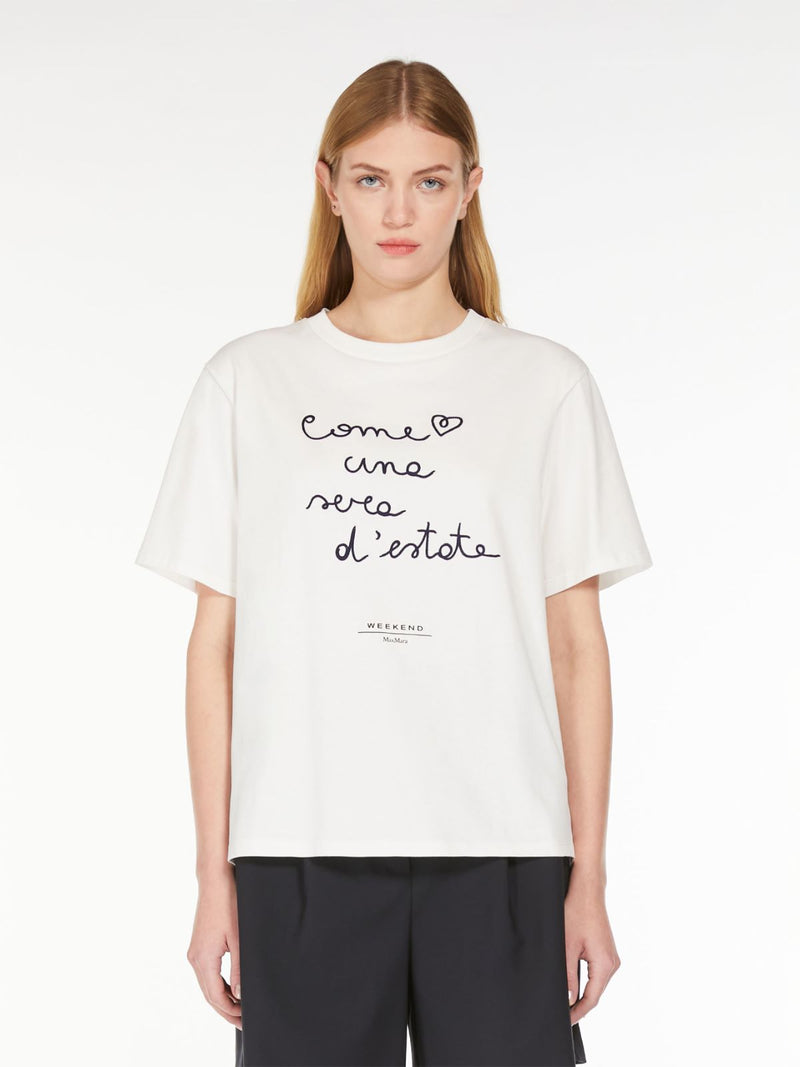 T-SHIRT IN COTONE CON LETTERING RICAMATO  weekend maxmara