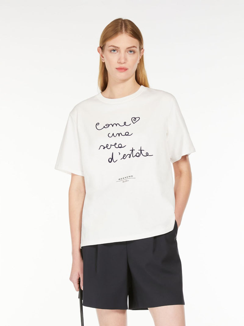 T-SHIRT IN COTONE CON LETTERING RICAMATO  weekend maxmara