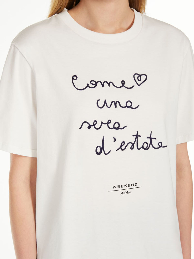 T-SHIRT IN COTONE CON LETTERING RICAMATO  weekend maxmara